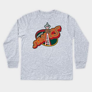 Retro Seattle Sonic Kids Long Sleeve T-Shirt